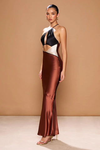 Sonya Auora Spliced Dress - Spliced Bronze