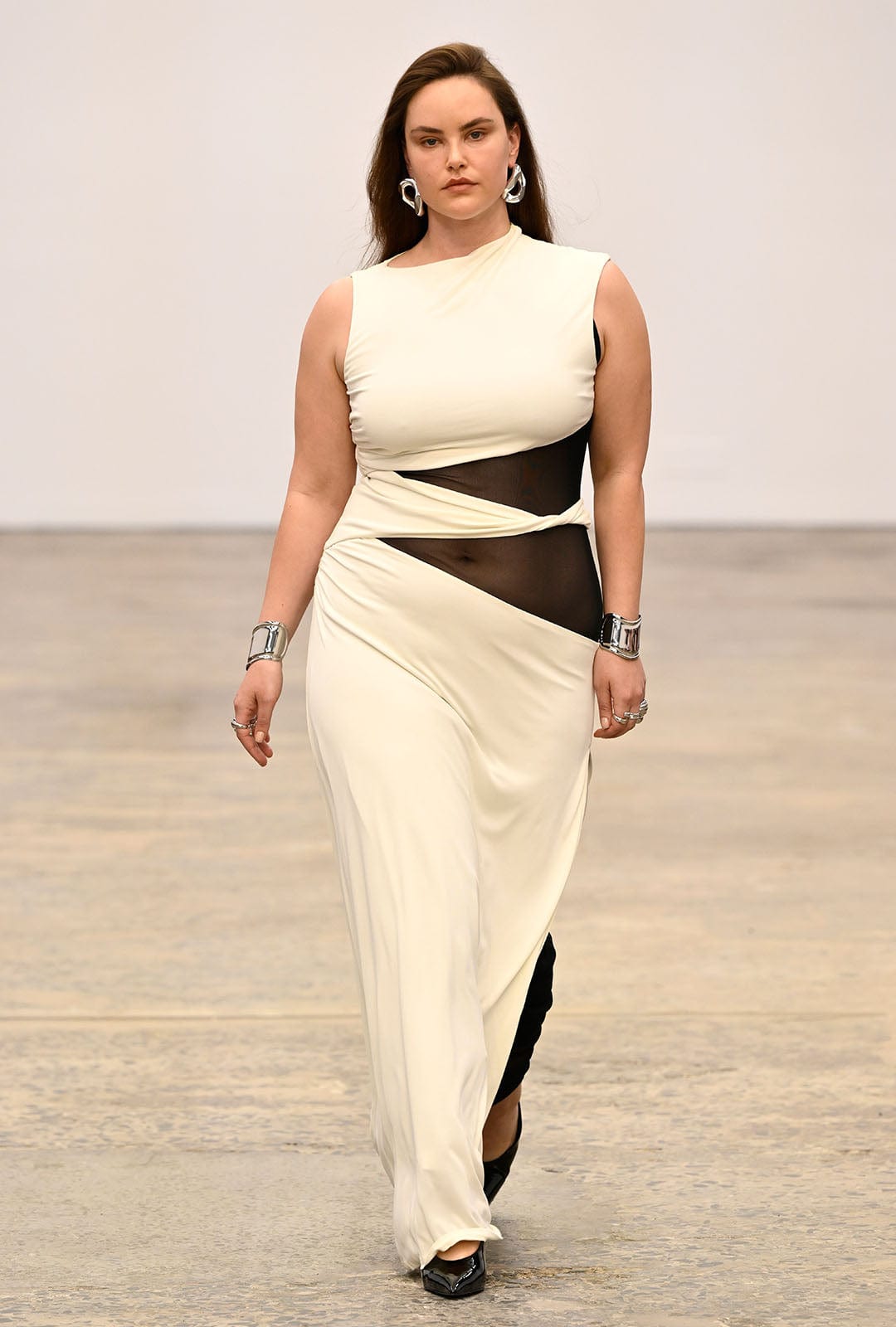 Third Form Interweave Drape Maxi Dress - Cream & Black