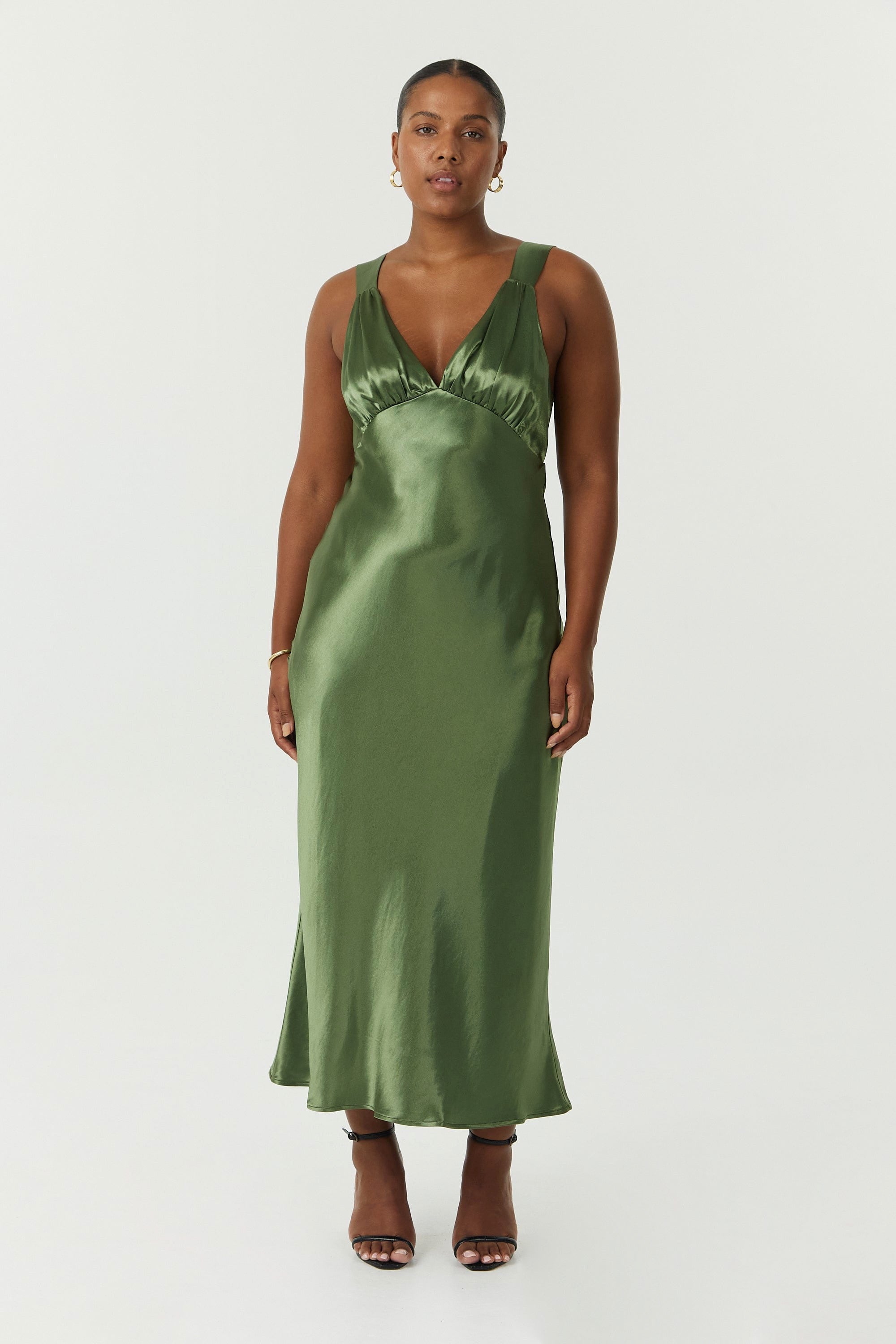 olive green slip dress Paneros Clothing Women's Lola Satin 37 inch) waist Slip Dress Olive Green Mini