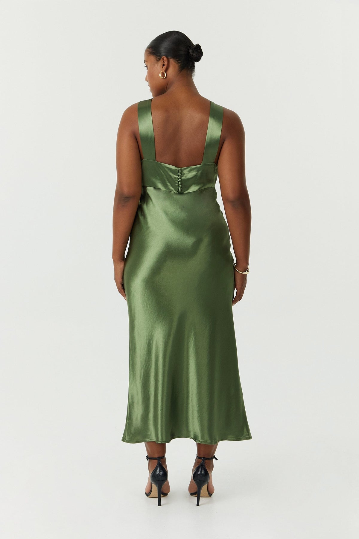 Third Form Satin Gather Bra Bias Slip Dress - Olive - Dress Hire AU Third Form Satin Gather Bra Bias Slip Dress - Olive - Dress Hire AU
