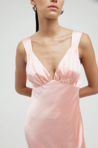 Third Form Satin Gather Bra Bias Slip Dress - Fairy Floss