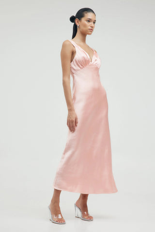 Third Form Satin Gather Bra Bias Slip Dress - Fairy Floss