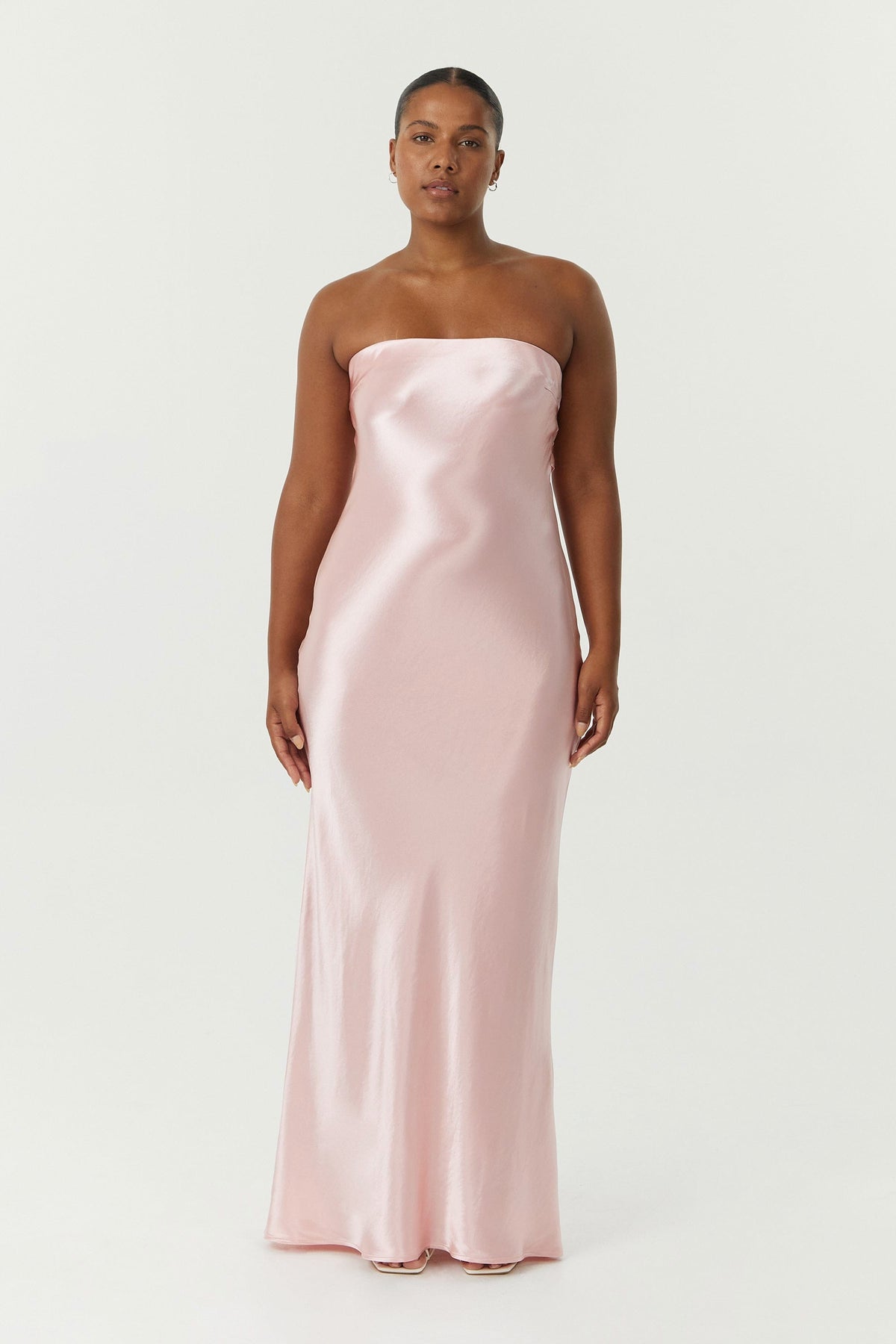 Third Form Satin Tie Back Strapless Maxi Dress - Fairy Floss
