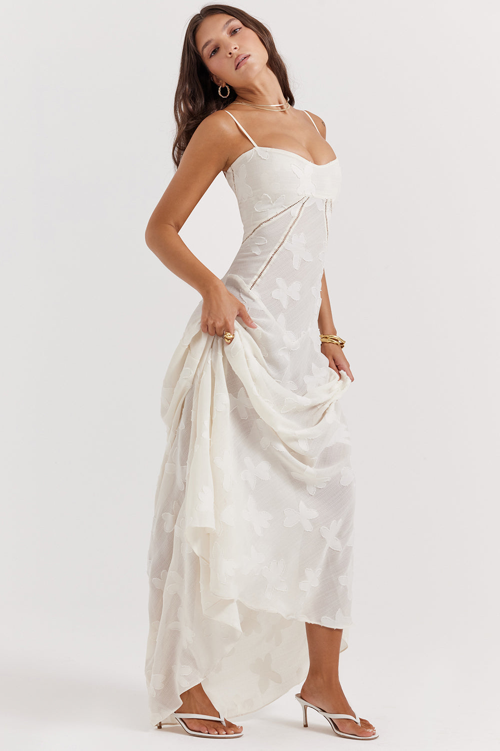 House of CB Seren Floral Lace Back Maxi Dress - Vintage Cream - Dress Hire AU House of CB Seren Floral Lace Back Maxi Dress - Vintage Cream - Dress Hire AU