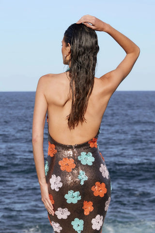 Nookie Sienna Halter Gown - Floral Sequin