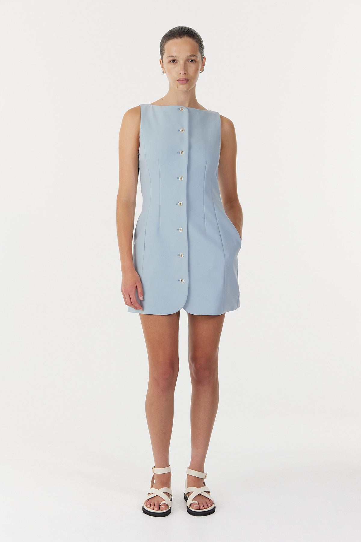 Third Form Skyline Tailored Mini Dress - Powder Blue