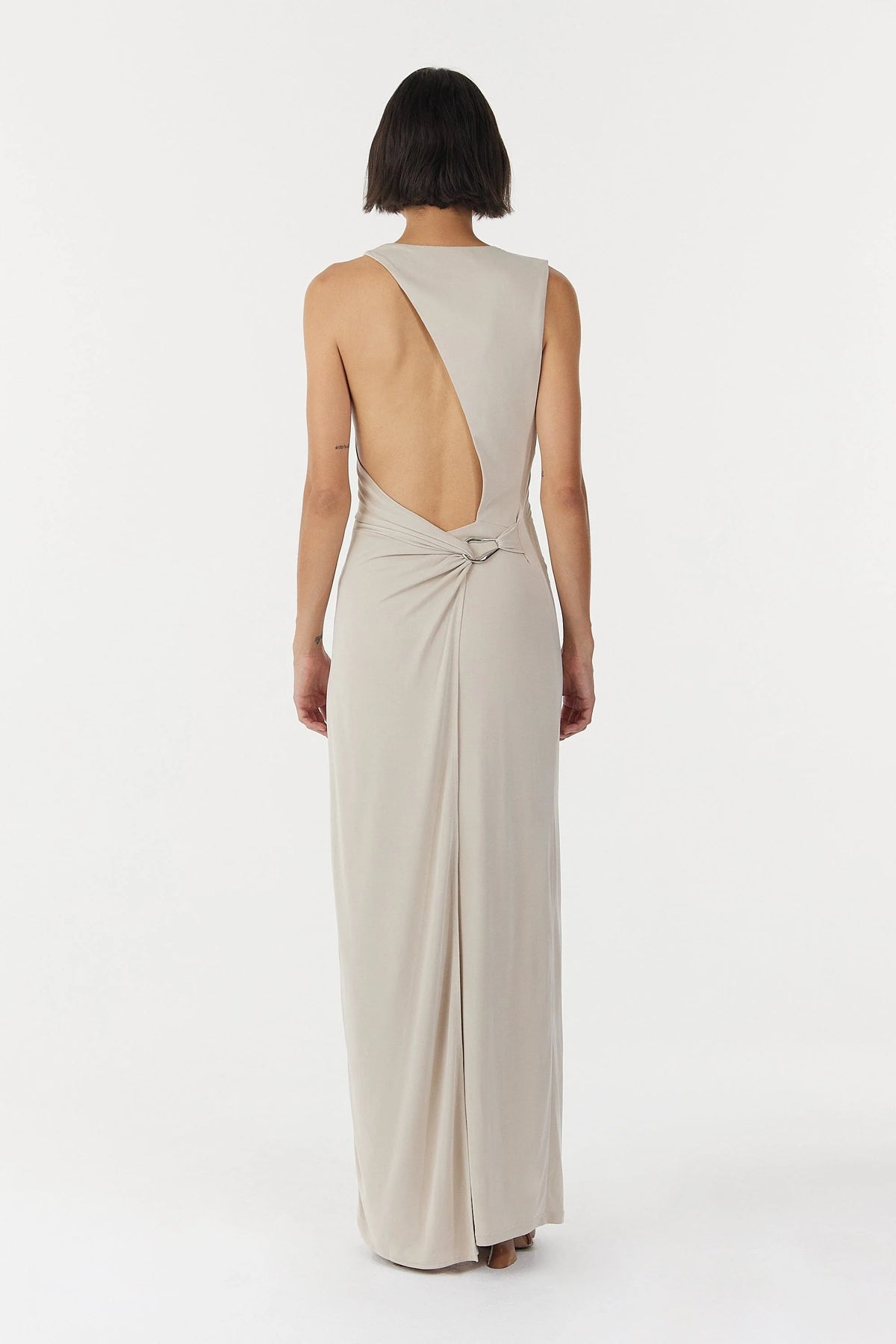Third Form Stirling Twist Asymmetric Maxi Dress - Oyster Grey