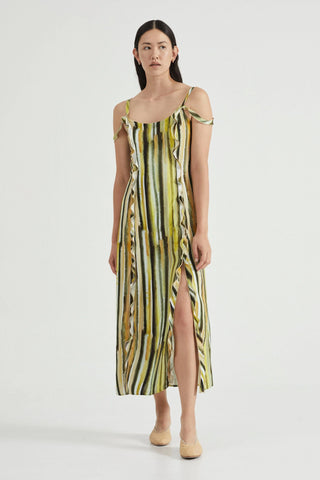 Third Form Stroke Frill Slip Dress - Brush Stroke