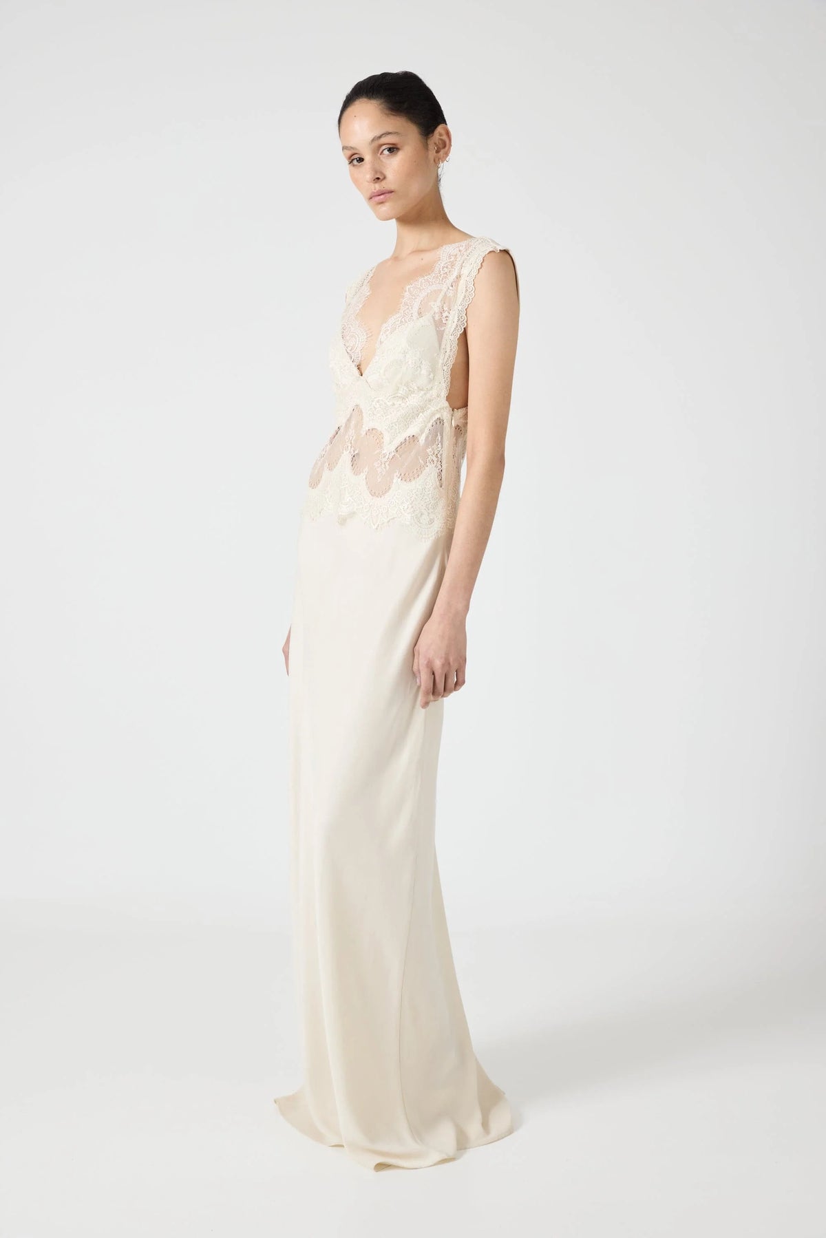 Third Form Visions Lace Floor Length Dress - Buttercream