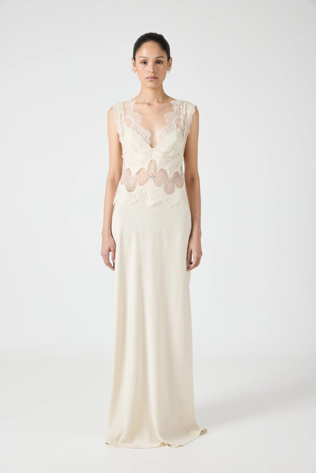 Third Form Visions Lace Floor Length Dress - Buttercream