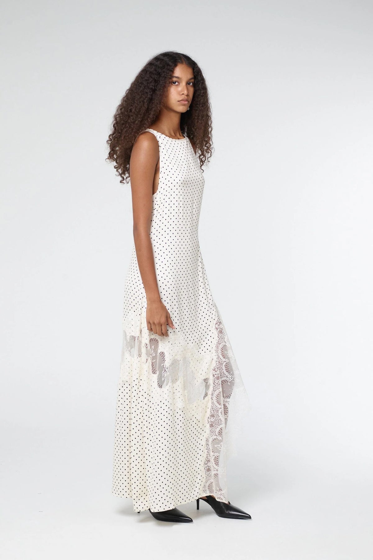 Third Form Visions Lace Frill Dress - Cream Polka Dot