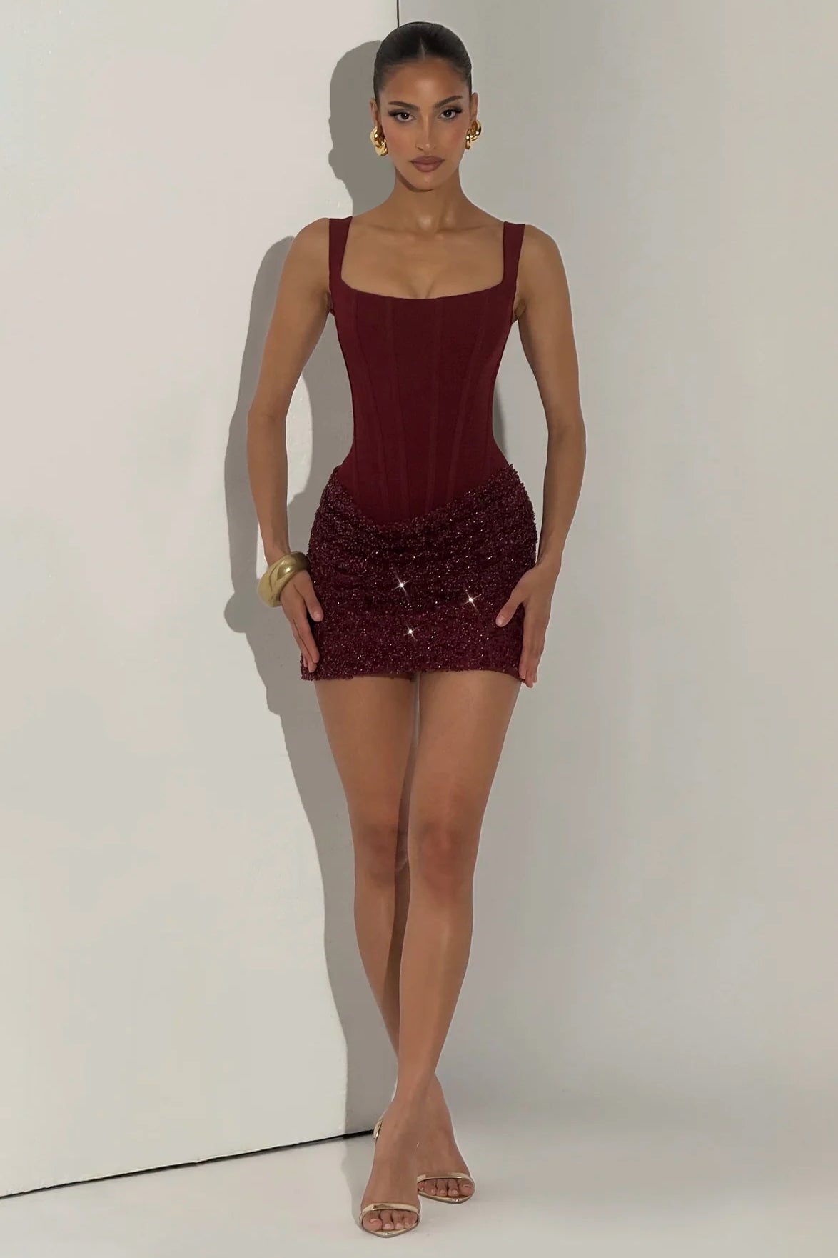 Babyboo Yeona Mini Dress - Burgundy