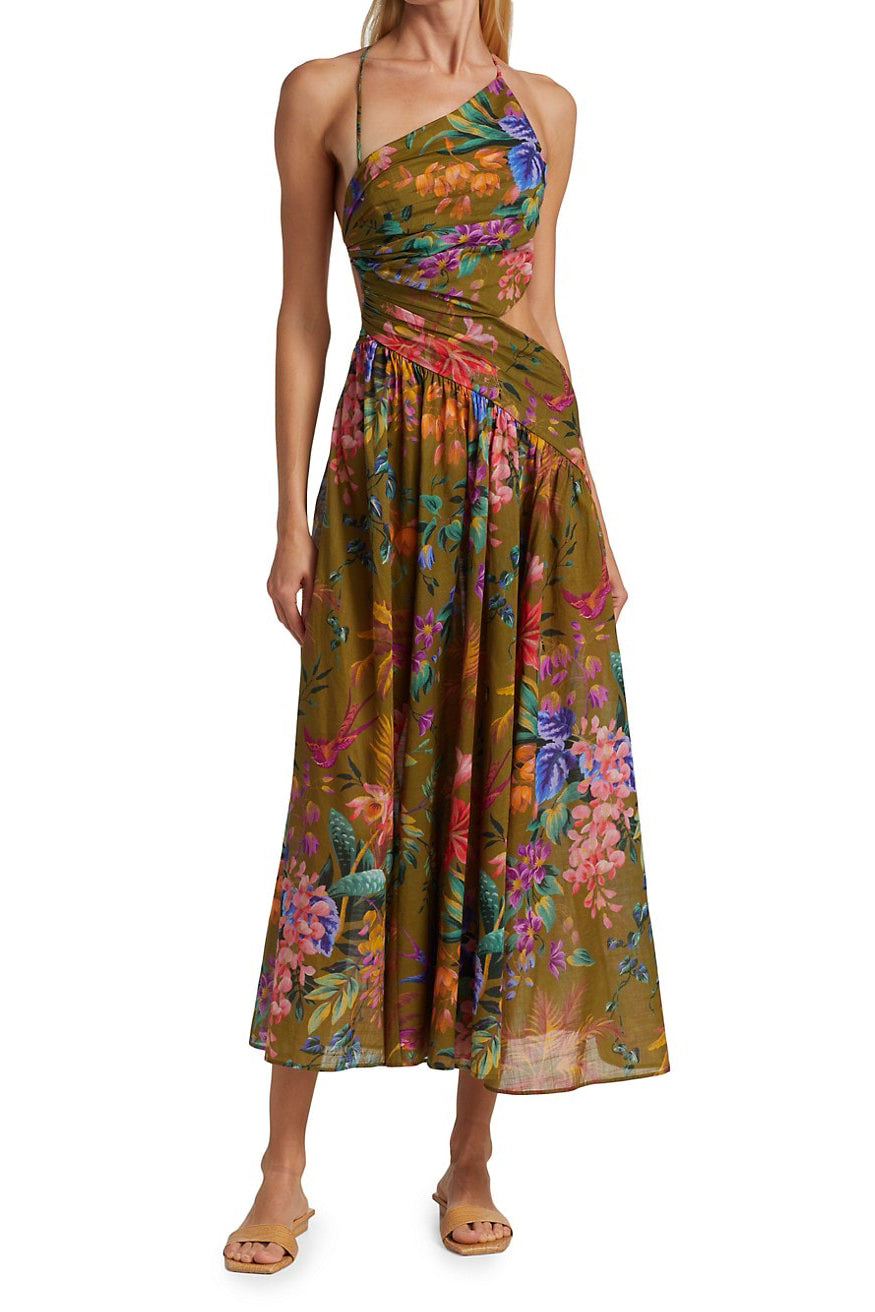 Khaki floral dress deals