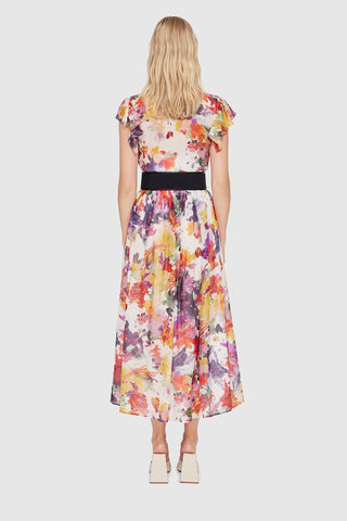 Leo Lin Poise Flutter Sleeve Dress - Water Lillies