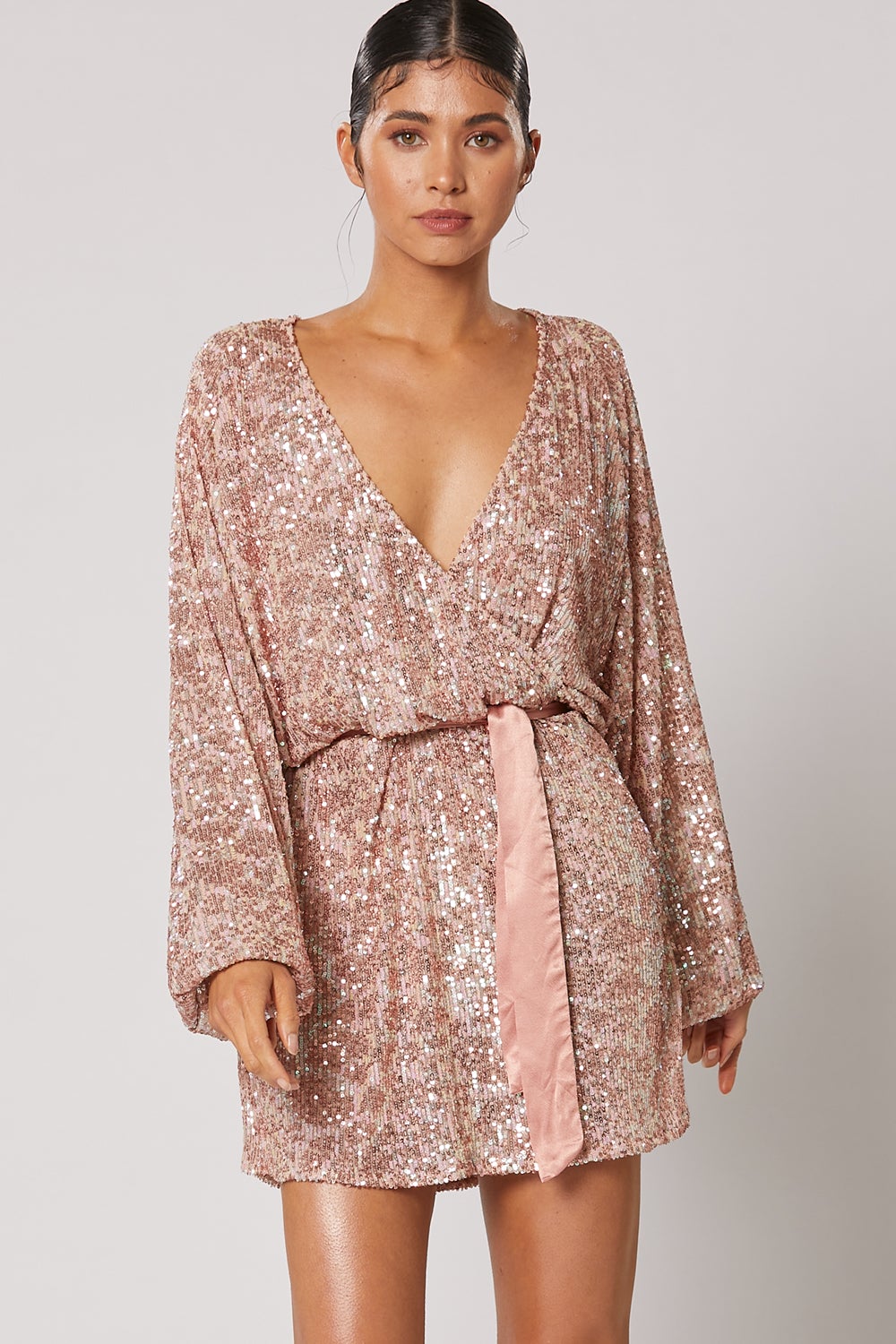 Winona Stellina Long Sleeve Dress Pink Dress Hire AU