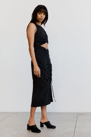 Third Form Marble Draw In Midi Dress - Washed Black
