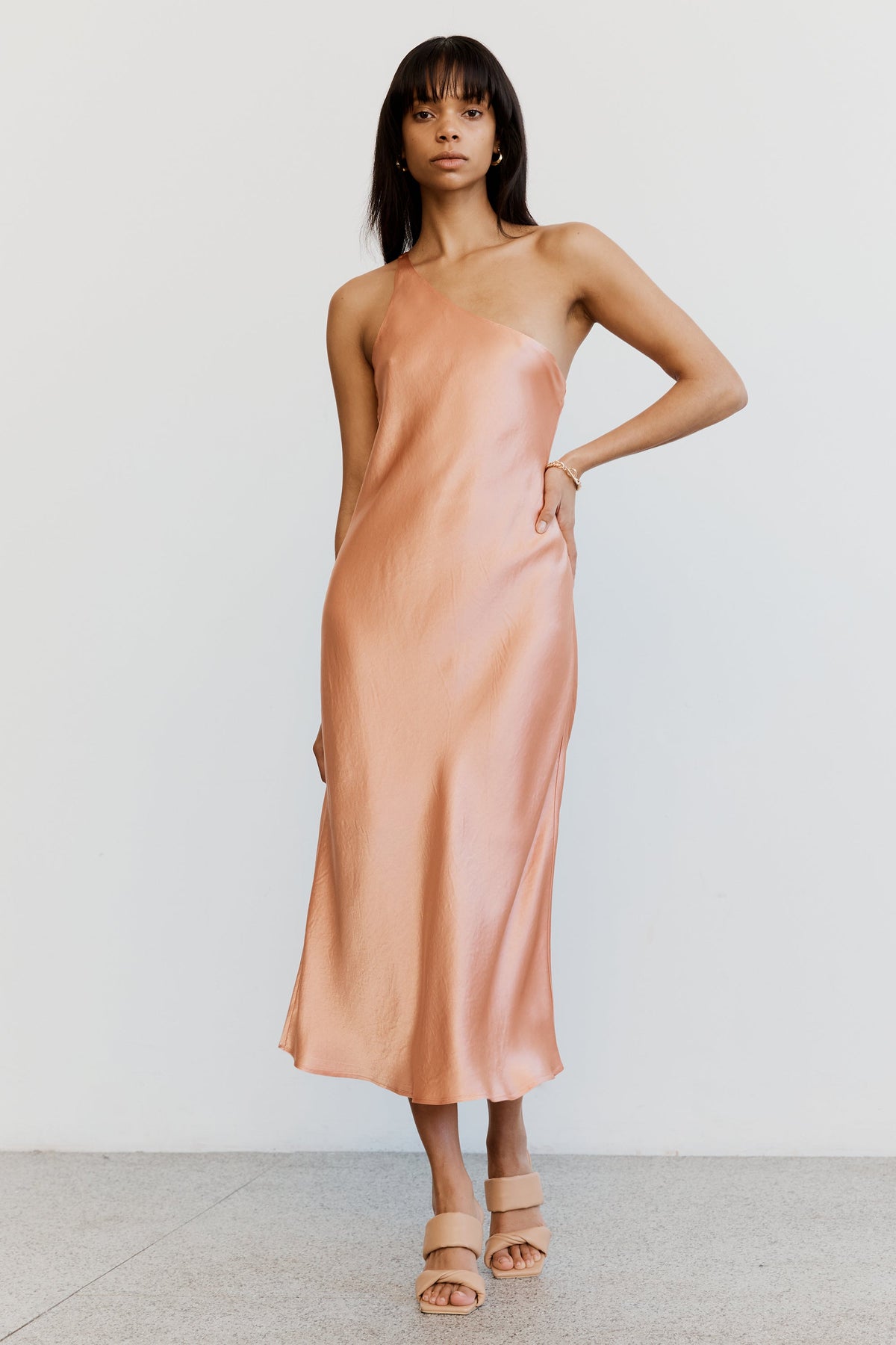 One shoulder slip dress discount