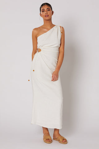 Winona Lisse One Shoulder Dress - White