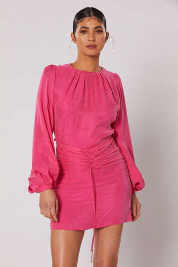Winona Cerise Short Dress - Hot Pink