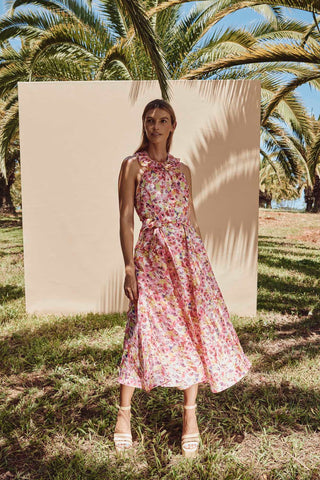 Talulah Angelita Midi Dress - Pink/Yellow Print