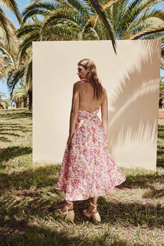 Talulah Angelita Midi Dress - Pink/Yellow Print