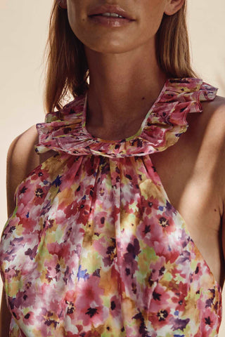Talulah Angelita Midi Dress - Pink/Yellow Print