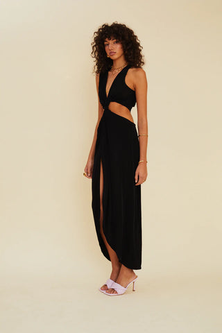 Suboo Ether Sleeveless Cross Over Midi Dress - Black