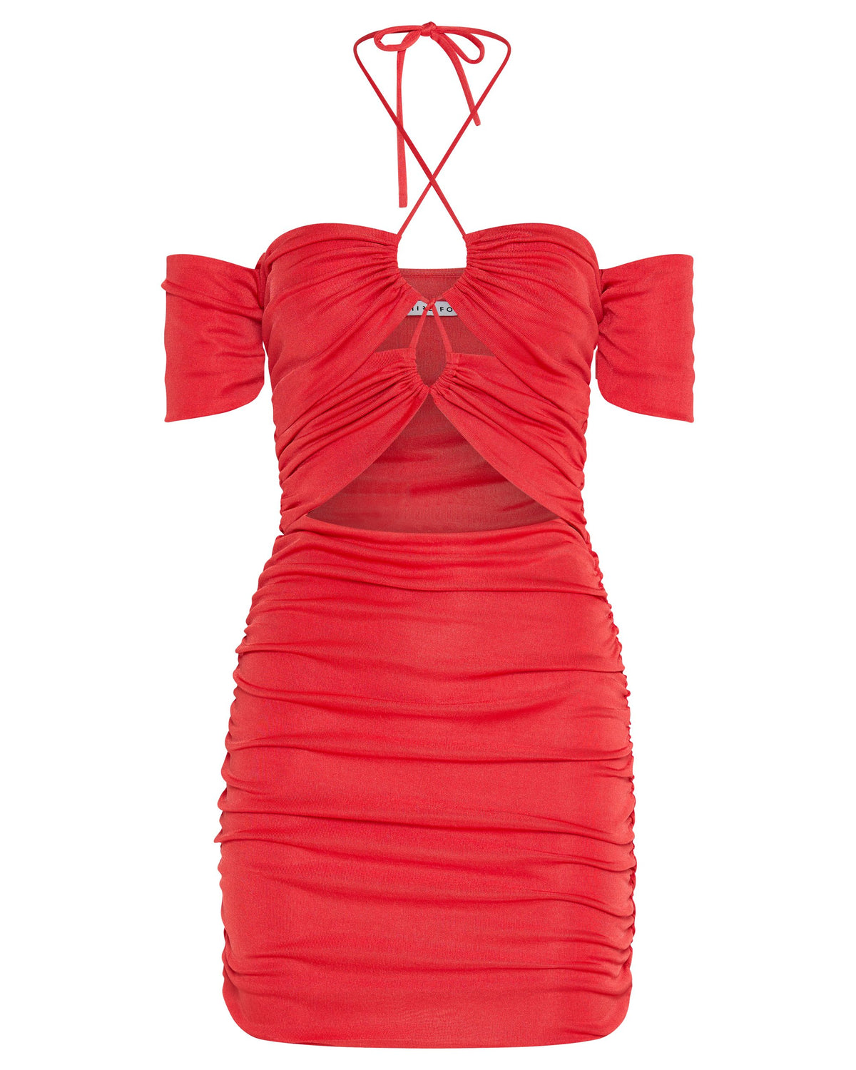 Third Form Look Through Off Shoulder Mini Dress - Coral