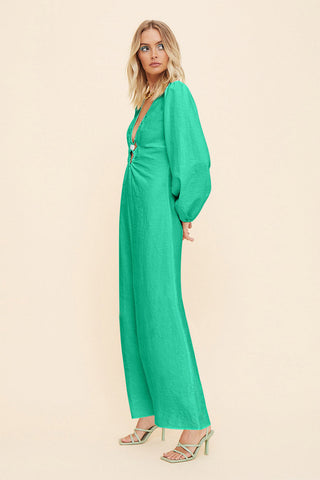 Suboo Elodie Long Sleeve Keyhole Front Maxi Dress - Green