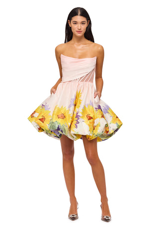 Leo Lin Katy Bustier Mini Dress - Sunflower Print in Pink