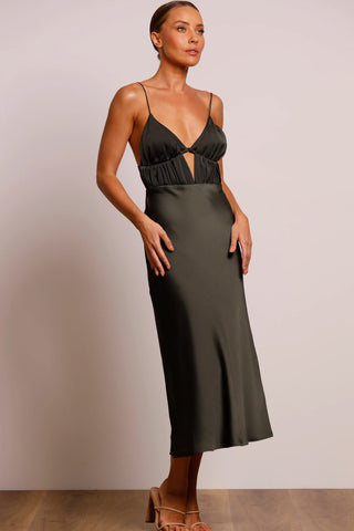 Pasduchas Pinnacle Slip Midi Dress - Combat