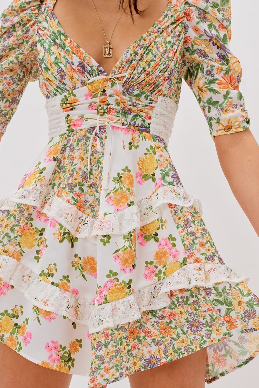 For Love & Lemons Rosalyn Mini Dress - Marigold