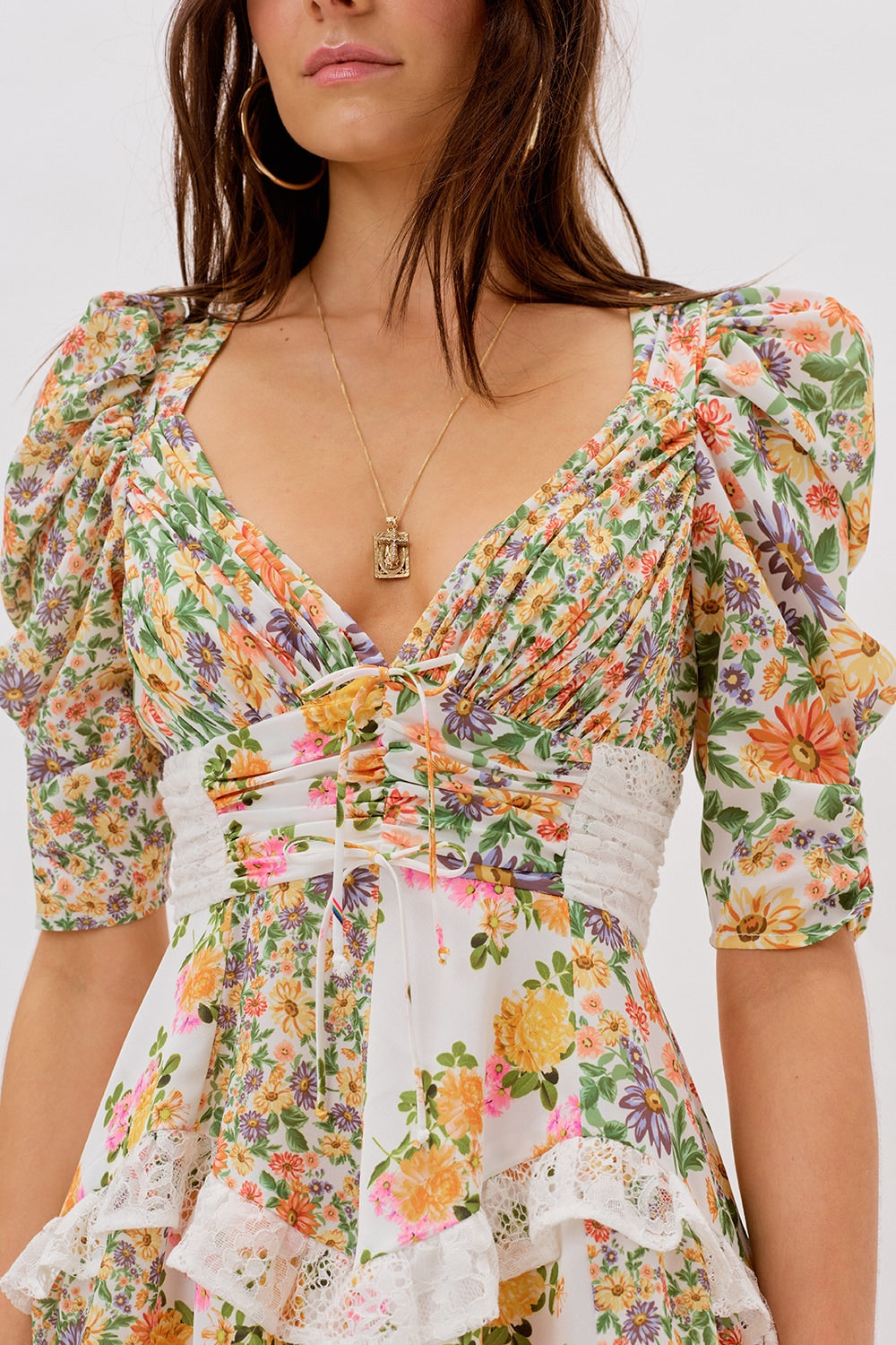 for love & lemons rosalyn mini dress in marigold green For Love & Lemons