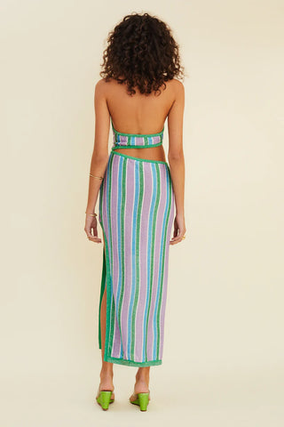 Suboo Lustor Halter Dress - Metallic Stripe