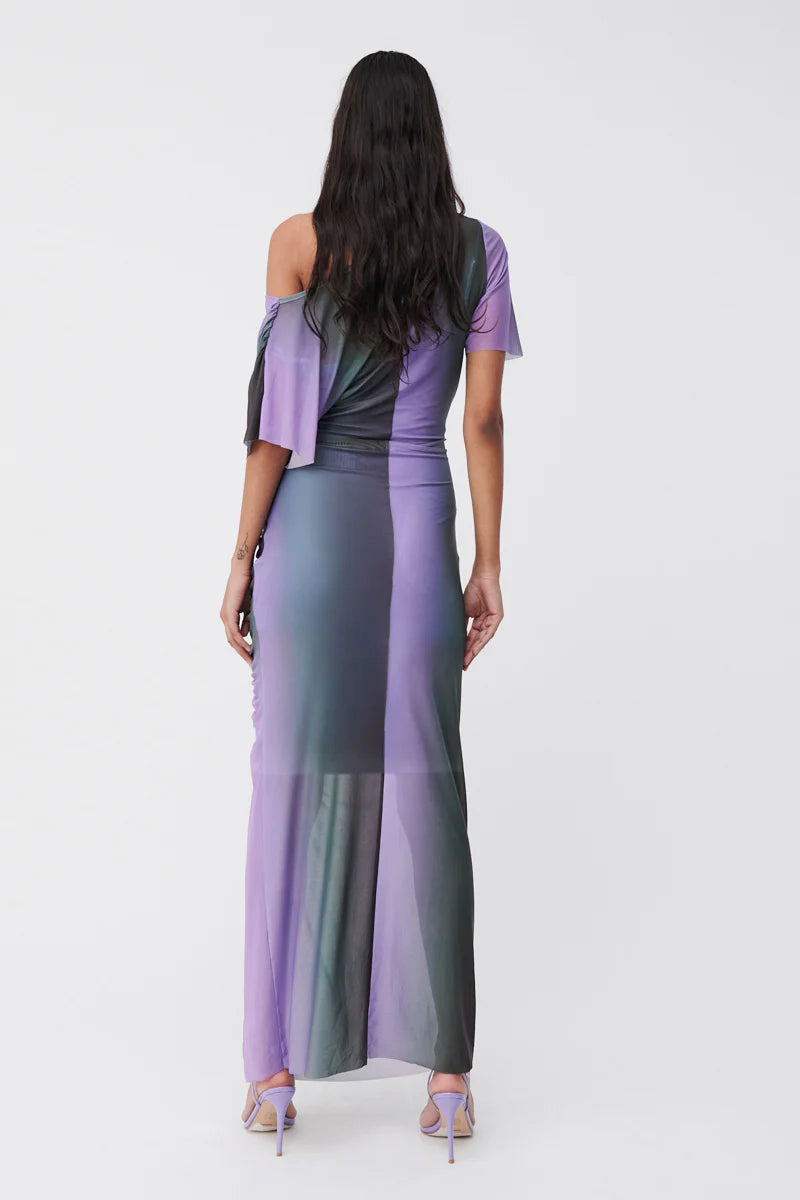 Suboo Olafur Draped Cowl Neck Longline Dress - Print