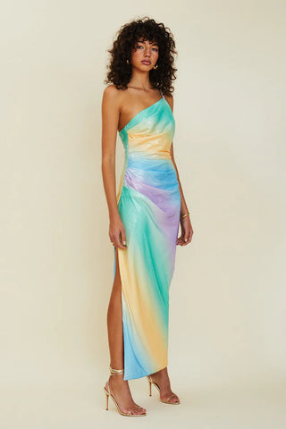 Suboo Ombre One Shoulder Split Maxi Dress - Multi