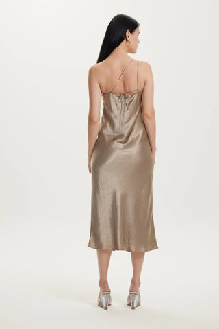 Third Form Crush Bias One Shoulder Midi Dress - Driftwood
