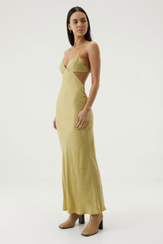 Third Form Paisley Bias Triangle Midi Dress - Pear