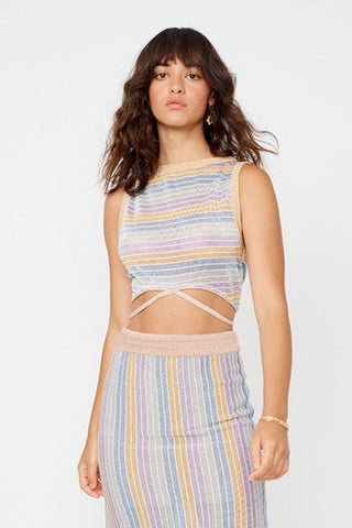 Suboo Elise Crop Top - Lilac Stripe Metallic