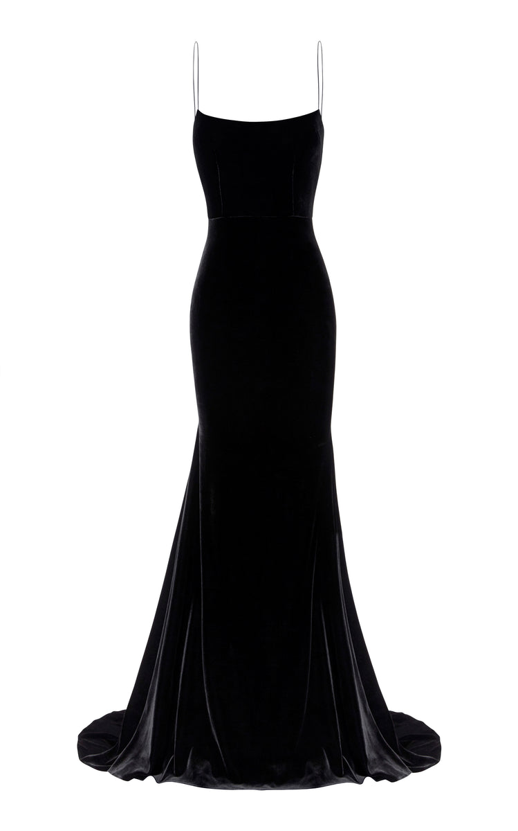 Alex Perry Kim Velvet Slip Dress - Black – Dress Hire AU