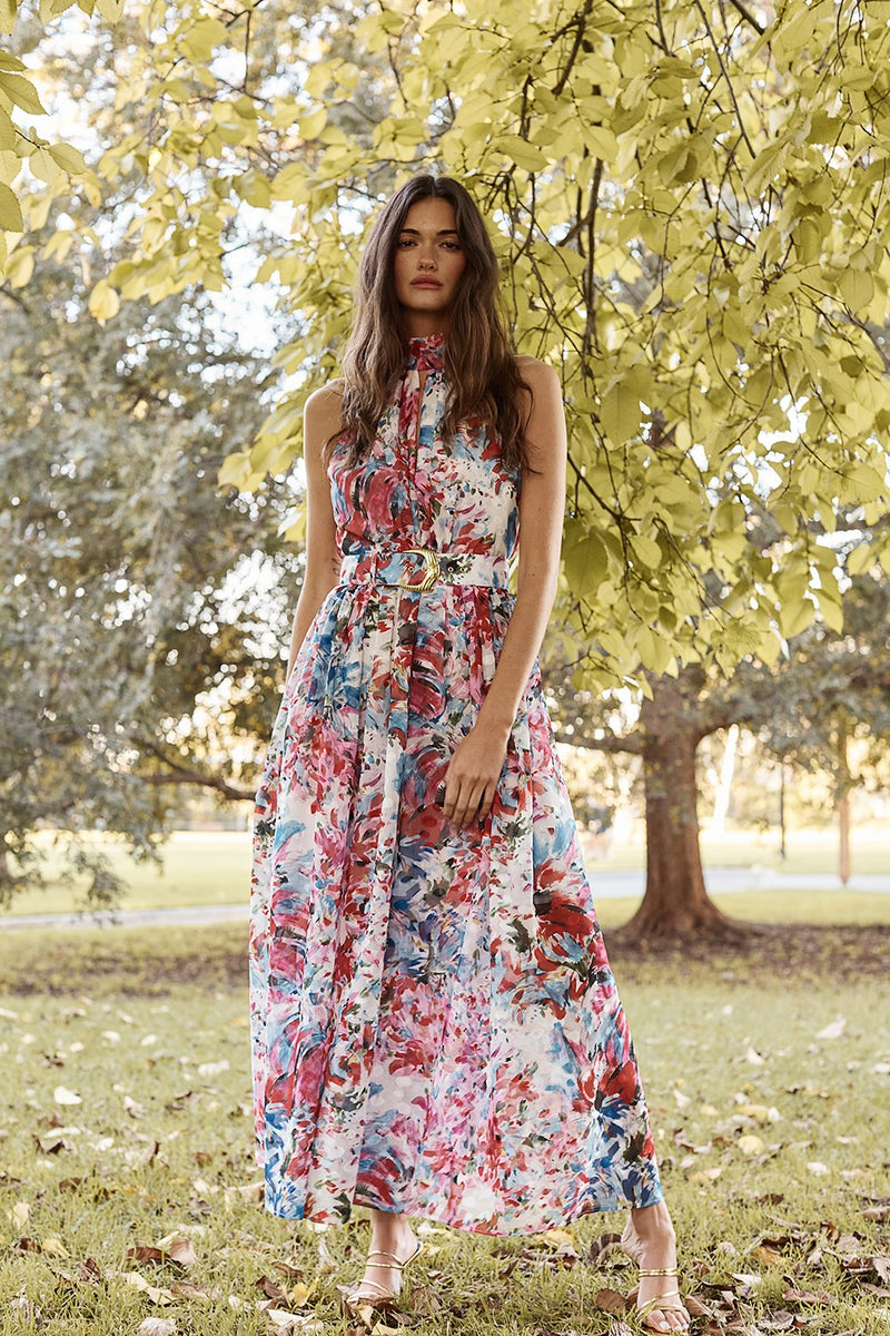 Sofia Irina Halter Dress - Spring Flora – Dress Hire AU